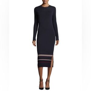 Jason Wu Grey Long-Sleeve Knit Stretch Jersey Midi Dress Midnight stripe - Large